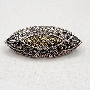 1928 Jewelry Co Victorian Style Silver and Gold Tone Oval Dome Brooch